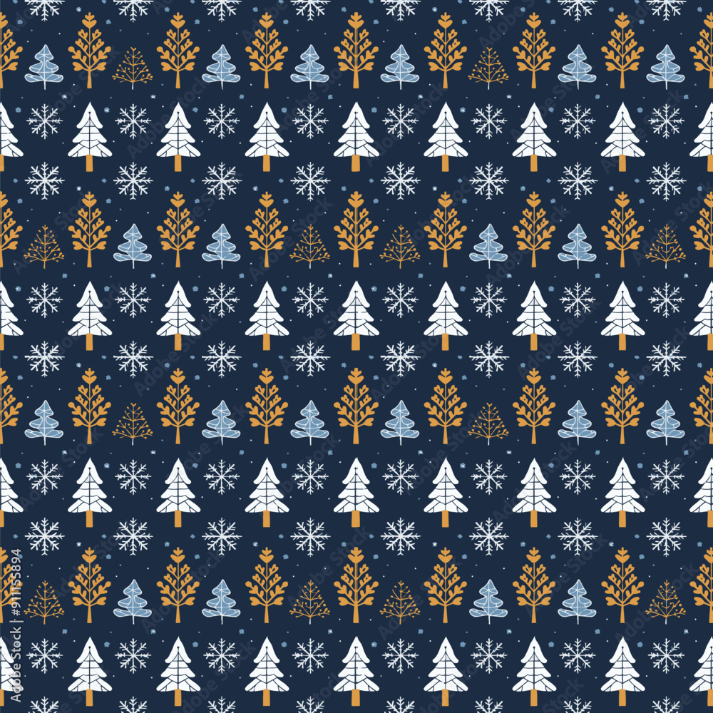 Poster seamless pattern with snowflakes isolated vector background