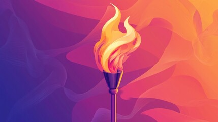 Abstract torch with vibrant flames on gradient background Generative AI