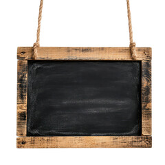 Empty Wooden Sign With Chalkboard Frame Hanging in Natural Setting