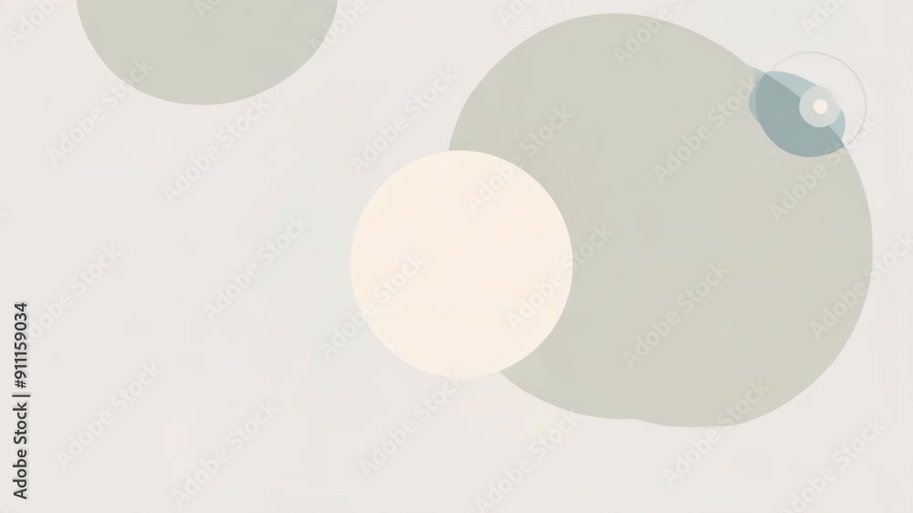 Poster soft pastel circles gently floating and overlapping in minimalist animation