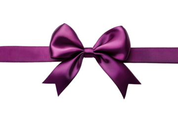 This image showcases an elegant purple ribbon tied into a bow, perfect for gift wrapping or decorations, highlighting its smooth texture.