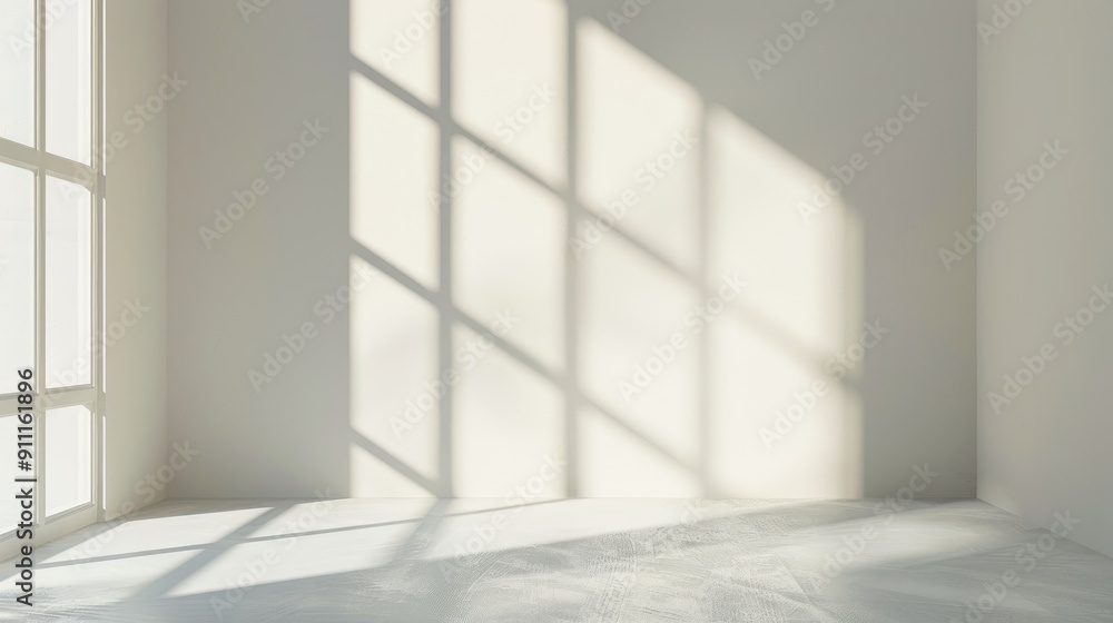Aufkleber minimalist studio setting with natural light and soft shadows on white background