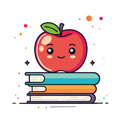 back to school concept, apple and book vector illustration 