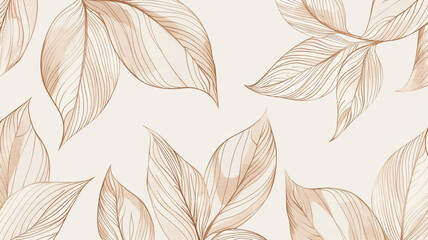 Fototapeta premium Beautiful Beige background from the outlines of leaves 