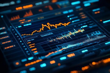Digital financial dashboard showing bullish stock trends and increasing capital investment, bullish market, technology-driven economy