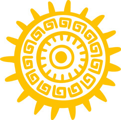 Aztec or Mayan totem symbol of sun, Maya and Inca ancient tribal vector icon. Mexican culture and art of native Mayan and ethnic Aztec totem symbol of sacred sun for tribal tattoo ornament © Vector Tradition