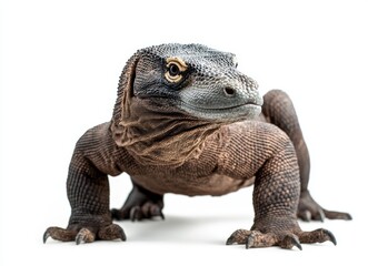 Obraz premium Isolated Komodo dragon lizard in transparent PNG format as a generative AI animal