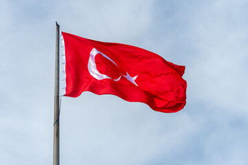 30th august victory day of Turkey. Turkish flag on sky background.
