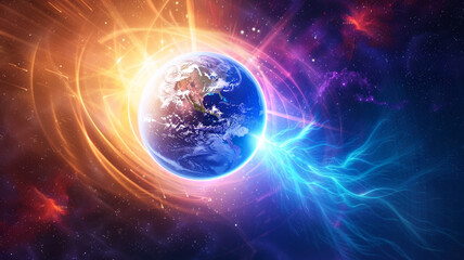 Obraz premium Magnetic effect of the sun on the earth