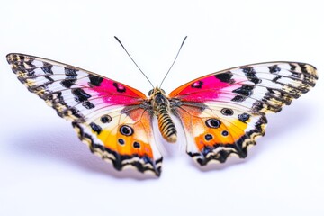 Obraz premium This is a generative AI animal illustration of a colorful butterfly flying on a white background as a transparent PNG