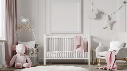 Children's bright cozy bedroom with a toys