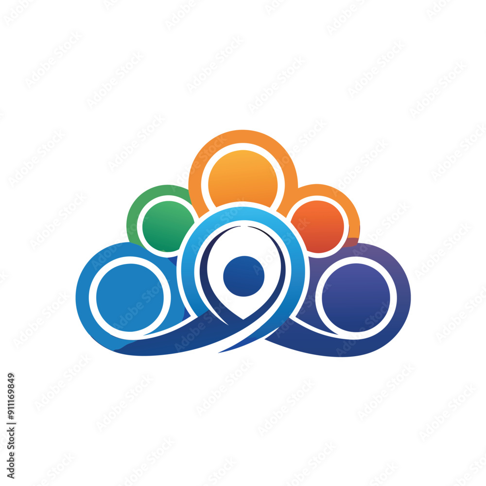 Poster cloud computing concept. vector cloud group logo design template