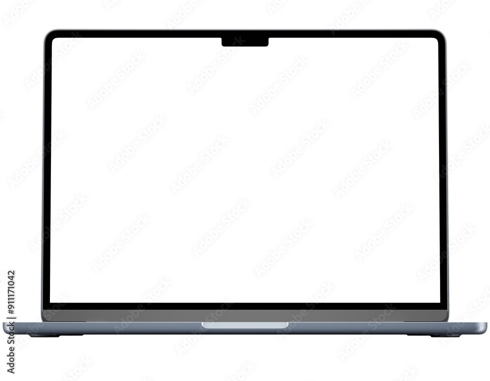 Canvas Prints front view mockup template of dark blue laptop similar to macbook without background.