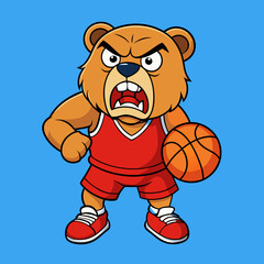 Obraz premium cartoon vector illustration basketball bear