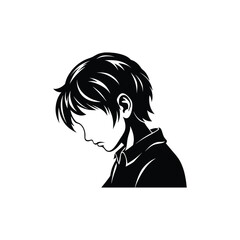 one boy looking down sad silhouette
