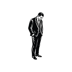 one business man looking down sad silhouette
