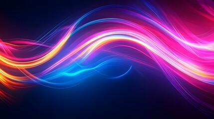 Fototapeta premium 49. **Glowing, abstract light trails in bright neon colors on a dark, textured background
