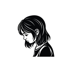 one girl looking down sad silhouette