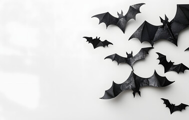halloween decoration of bats over white background