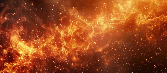 Stunning Abstract Fiery Nebula in Space with Glowing Particles and Stars