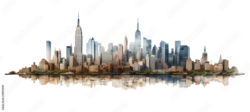 Wall mural png architecture metropolis cityscape panoramic.