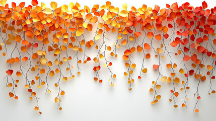 Elegant colorful with vibrant flower hanging branches illustration background. Bright color 3d abstraction wallpaper for interior mural, Generated by AI	