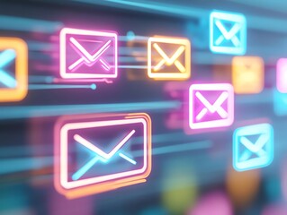 Fototapeta premium Email Campaign ROI Metrics bulk email campaigns with dynamic light effects showcasing profitability.