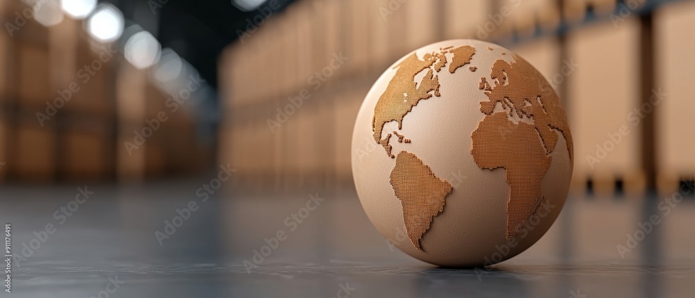 Poster global supply chain management in animation with pricing advantages and copy space for text, grunge 