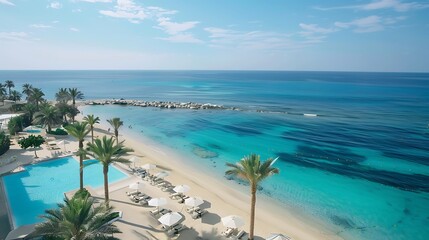 Arabian peninsula gulf coast with white sand beaches and blue sea