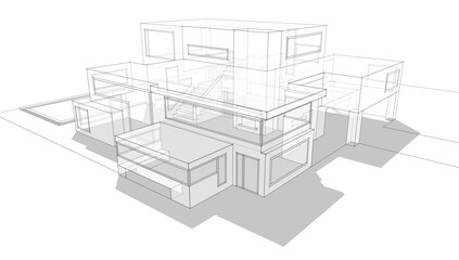 house building architecture 3d illustration