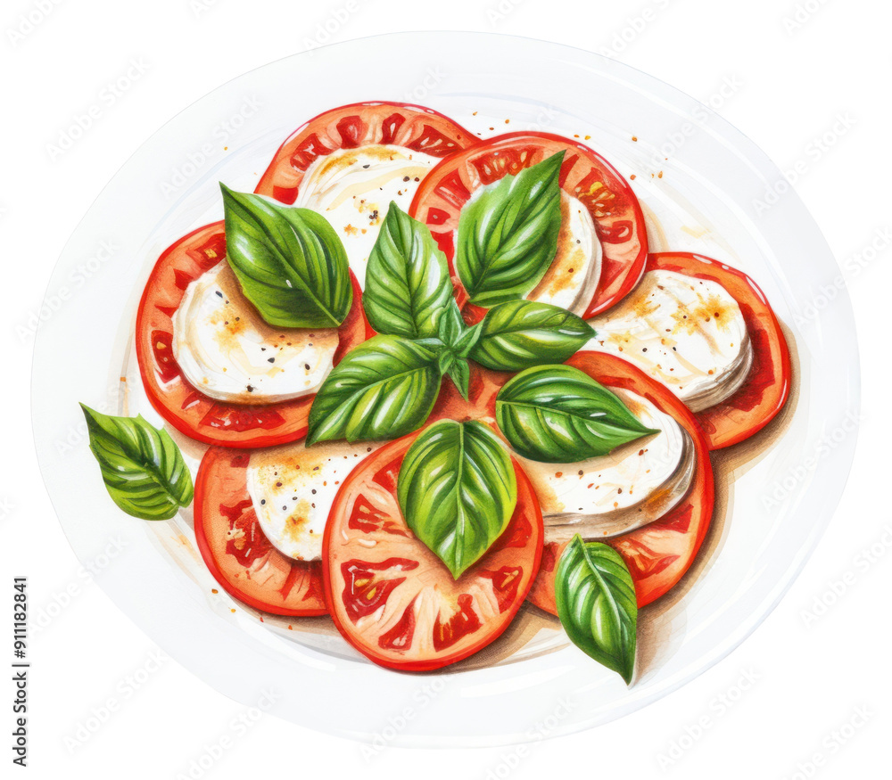 Poster png dish plate food meal, digital paint illustration.