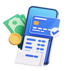 mobile payment receipt 3d icon