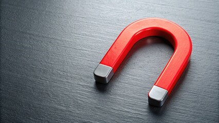 Red horseshoe magnet on background, red, horseshoe, magnet,background, science, physics, attraction, magnetic field, magnetism
