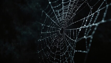  Real creepy spider webs on black banner