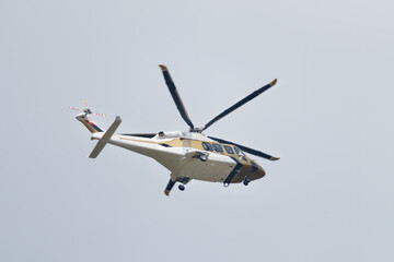 Low Angle Shot Of A Private Transportation Helicopter