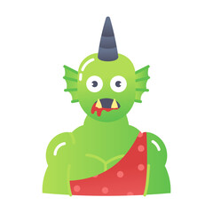 Goblin icon designed in flat style