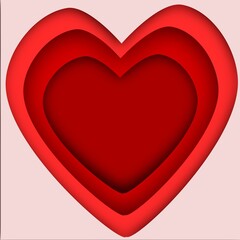 red heart using cut paper technique. illustration