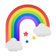 An icon of rainbow in flat style 