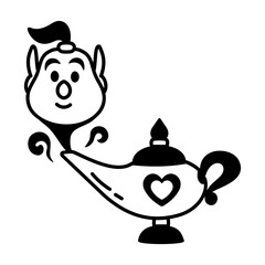 glyph style icon of genie lamp 