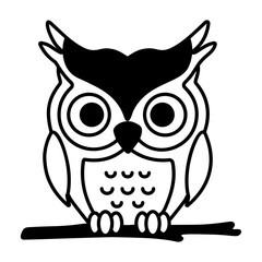 An owl icon designed in glyph style 