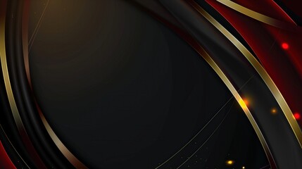 Abstract Black Background with Red and Gold Curving Stripes