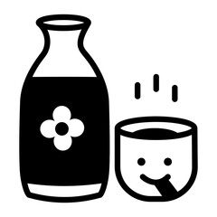 A glyph style icon of sake 