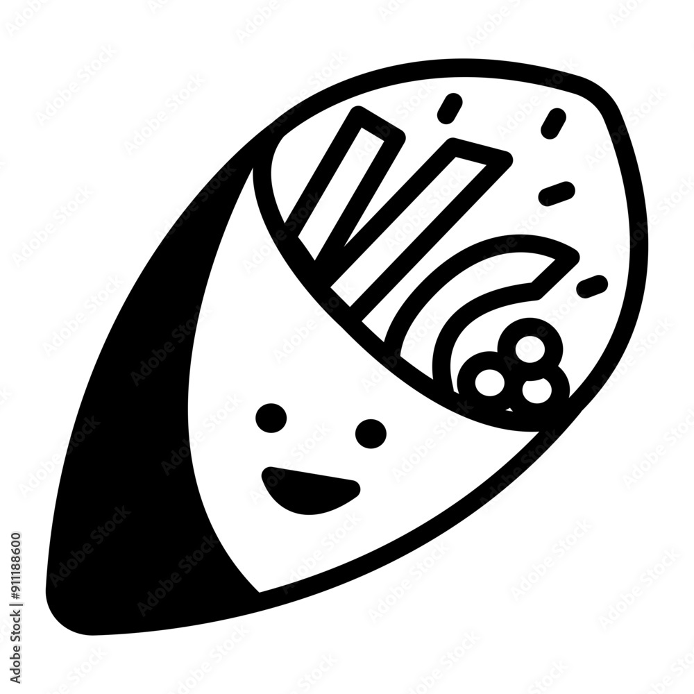 Sticker Temaki sushi icon in doodle style 