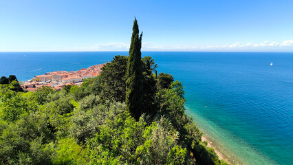 Piran, town in Istria, Slovenia, on sunny spring day