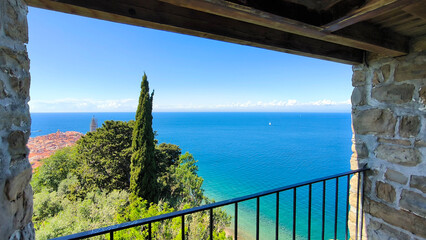 Fototapeta premium Piran, town in Istria, Slovenia, on sunny spring day
