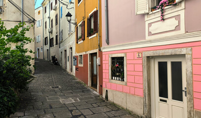 Fototapeta premium Piran, town in Istria, Slovenia, on sunny spring day