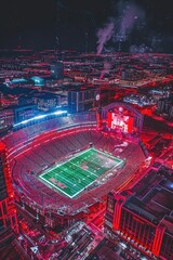 Obraz premium a stadium lit up in red and blue