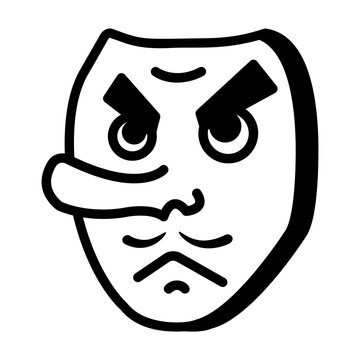 A doodle style icon of tengu mask 