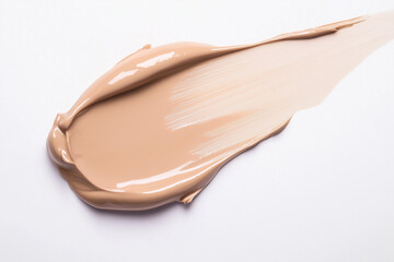 cream liquid makeup foundation texture on white background