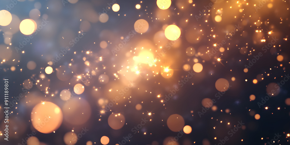 Poster a beautiful bokeh background featuring shimmering golden and warm lights creating a magical and fest